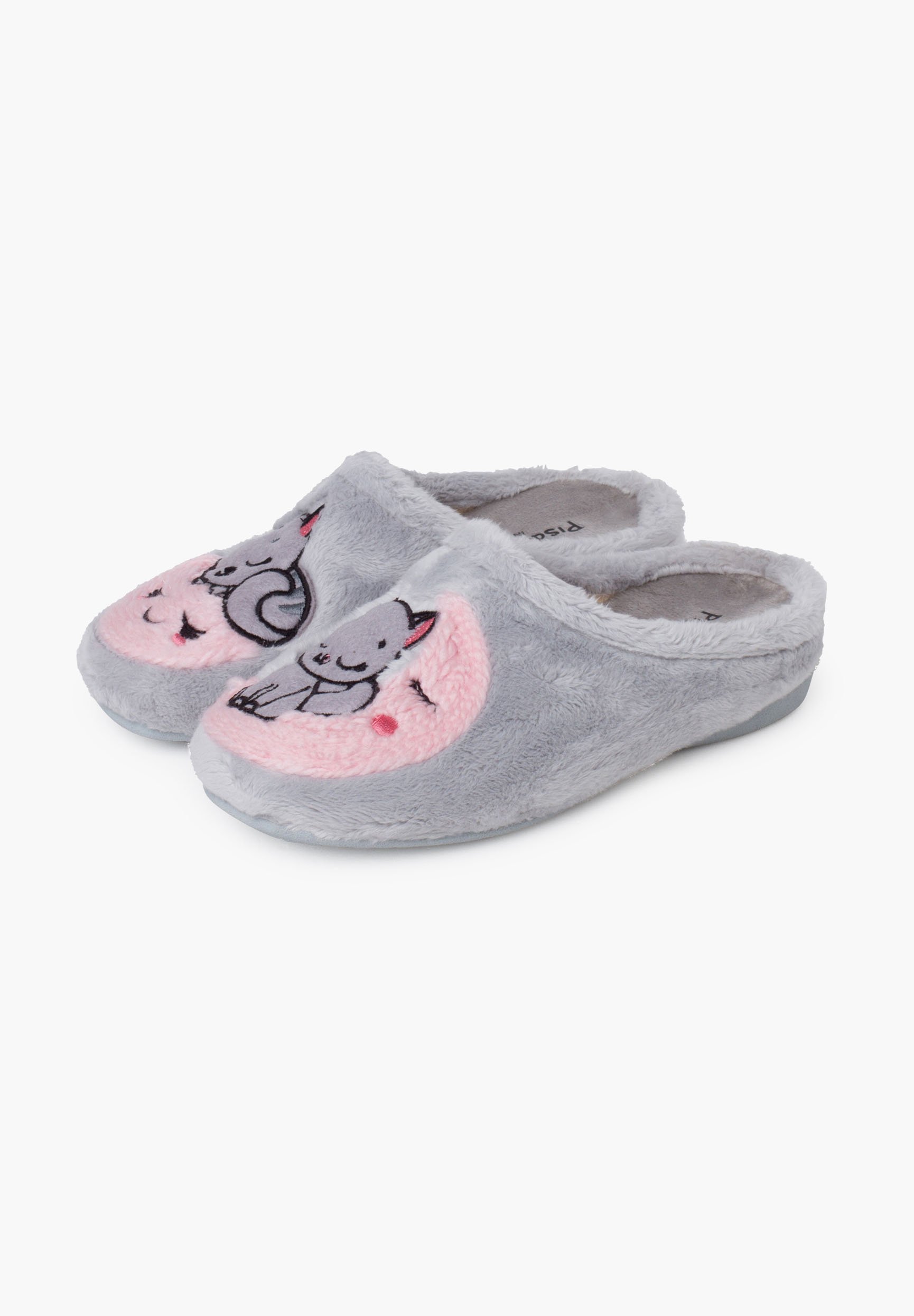 Pantofole Pisamonas con motivo gatto e luna - Grigie