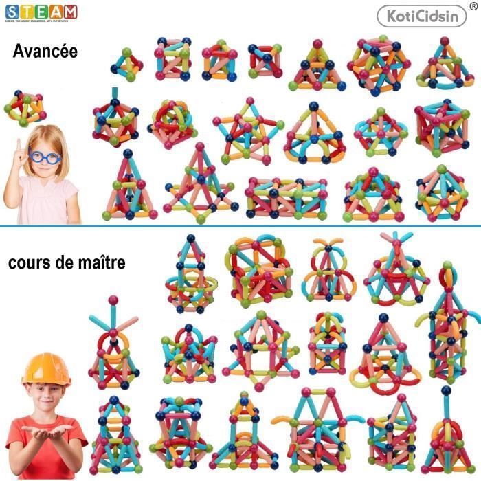 Set di costruzioni magnetiche - KotiCidsin - 68 pezzi - Multicolore - Plastica ABS - Età 3 anni e oltre