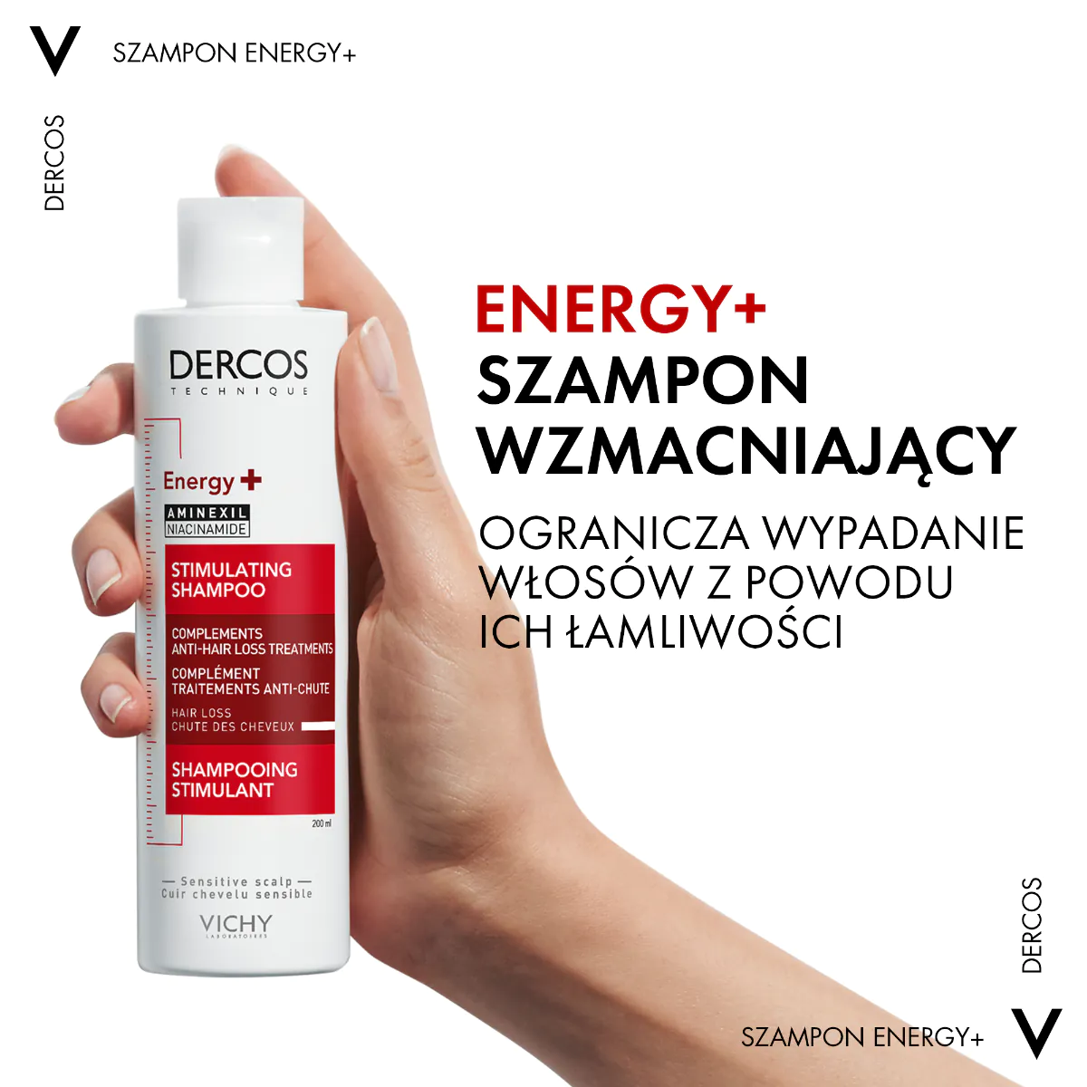 Vichy Dercos szampon wzmacniający do włosów z aminexilem, 200 ml