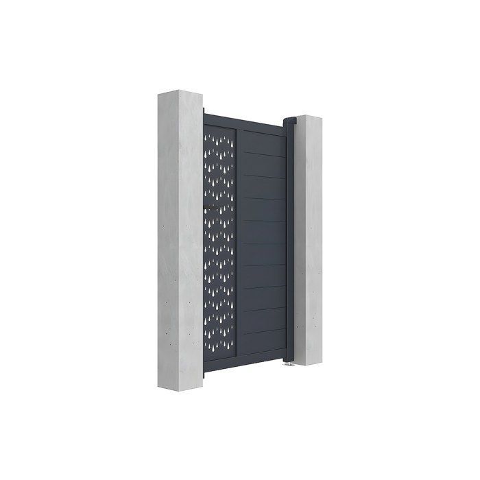 GREGOR semi-solid aluminum swing gate with pattern, 103 x 180 cm, anthracite
