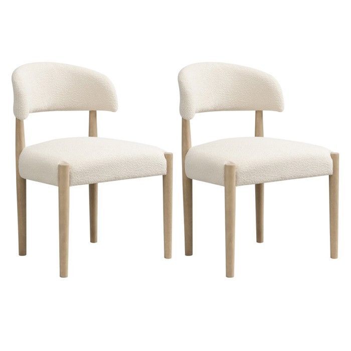 Juego de 2 sillas de comedor de madera maciza, acabado natural rizado, modernas, cómodas, para salón o cafetería, 58x58x78cm