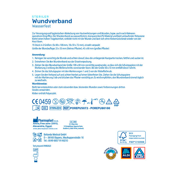 Sterile wound plasters, set of 2, waterproof