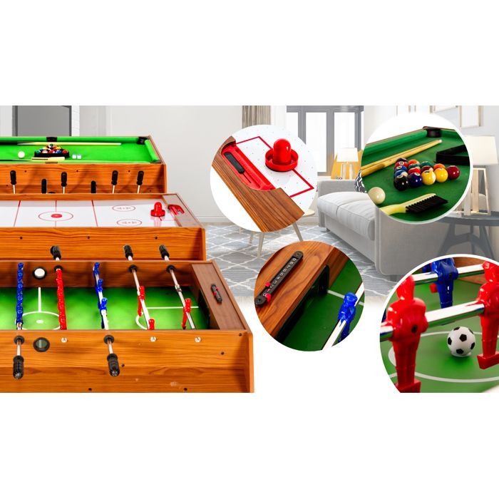 THUNDER SMART Indoor Opklapbare Tafelvoetbaltafel | Voor Kinderen | 126 x 82,5 x 84 cm | Houten afwerking