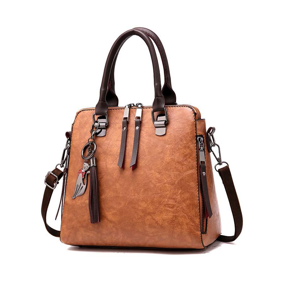 Vintage Cat Tassel Luxury Handbag WOMEN Bags Double Zipper Crossbody Bags Shoulder Bag Casual Shell Tote Ladies bag