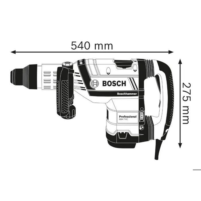 Martillo demoledor Bosch Professional GSH 7 VC - SDS-max - 1500 W 13 J - Cincelado horizontal extendido