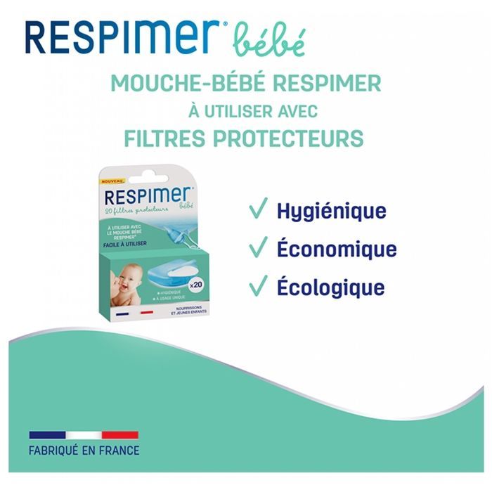Filtros protectores Respimer para aspiradores nasales de bebé, 20 unidades
