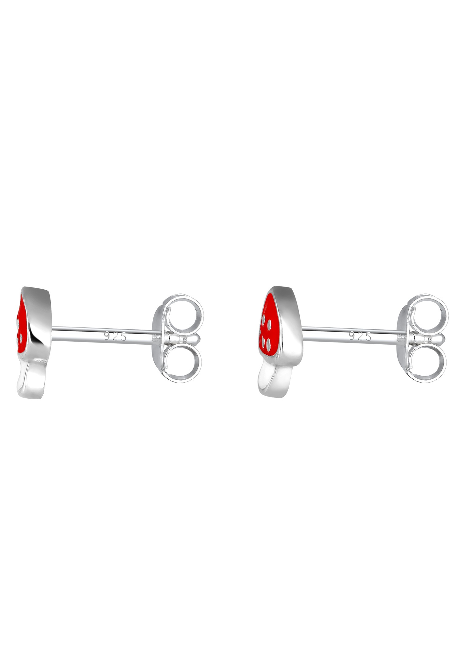 Elli Boucles d'oreilles enfant porte-bonheur champignon rouge avec émail en argent sterling 925