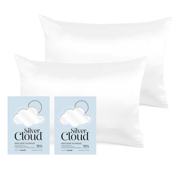 Dvojbalení povlaků na polštář Silver Cloud White Satin