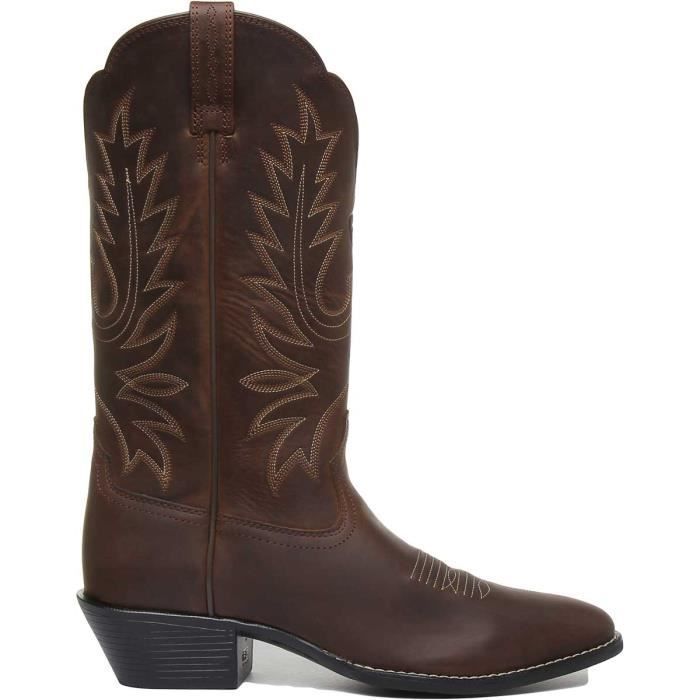 Ariat Heritage Western Bottes de cowboy en cuir pleine fleur marron pour femmes (Brun, 38.5)