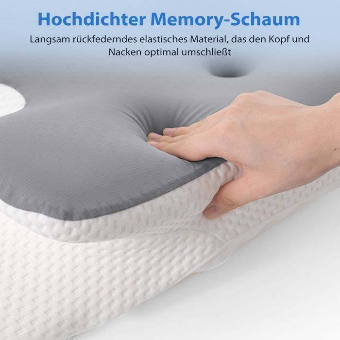 MULISOFT P-105 Oreiller Mémoire Forme Ergonomique | Soutien Cervical | Tissu Soie Glacée Respirant | Confort Optimal - Gris