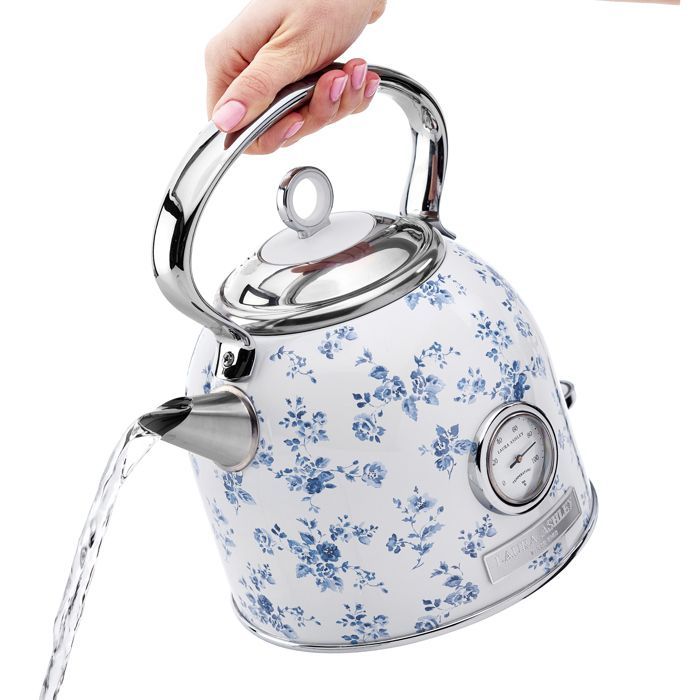 Elektrische waterkoker - Laura Ashley - China Rose - 1,7 liter, roestvrij staal, snelkookfunctie, indicator, ingebouwde thermometer