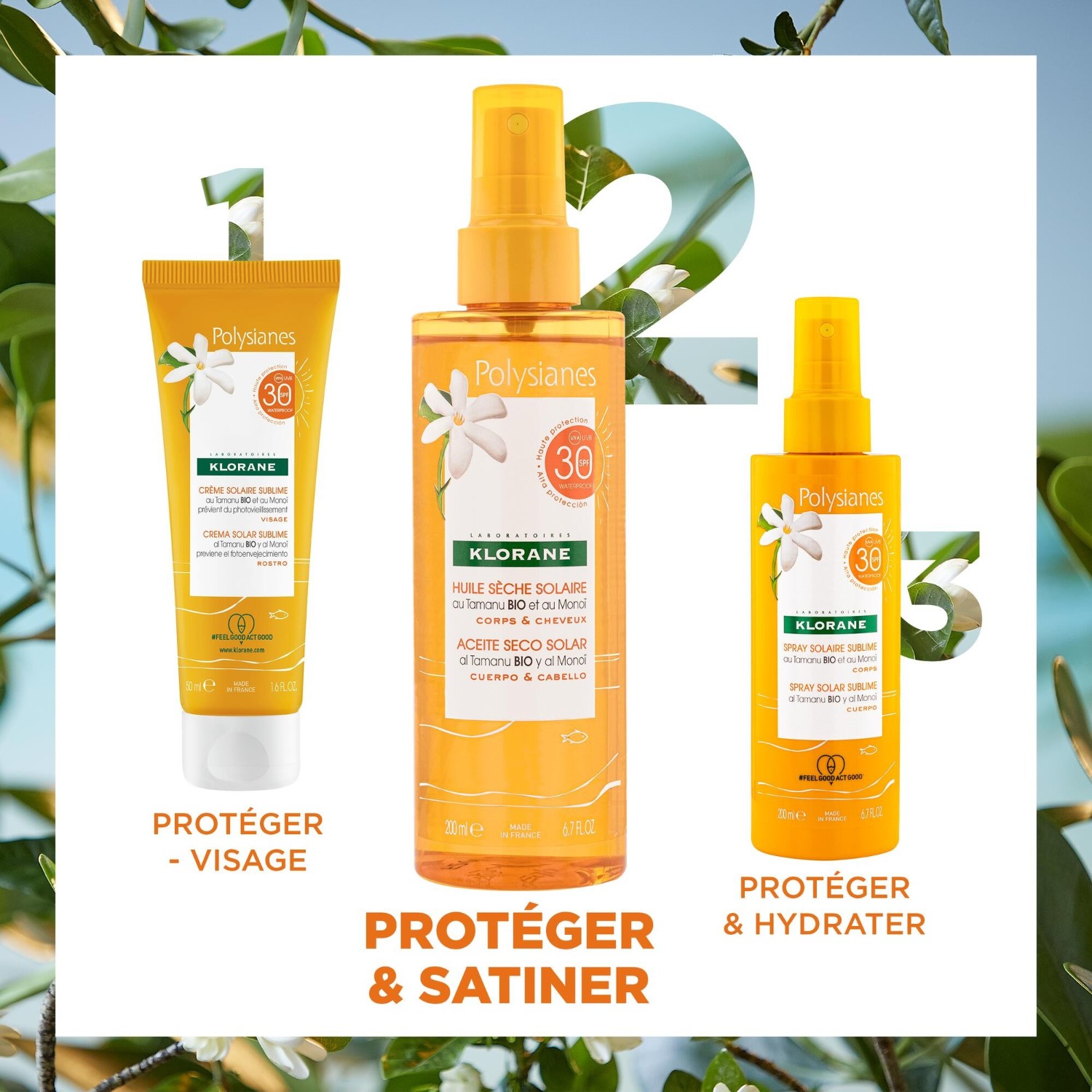 Klorane Huile sèche solaire SPF 30 au Monoï et Tamanu BIO