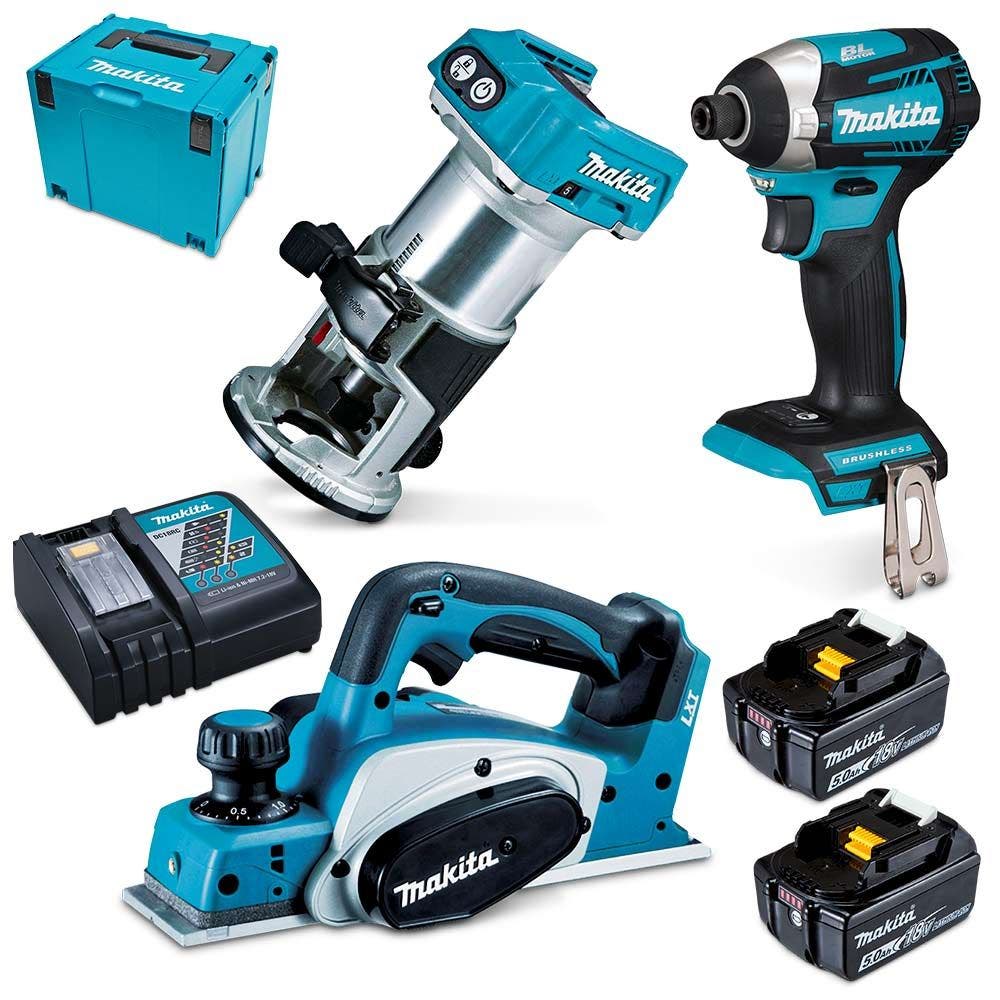 MAKITA 3-delers sett 18V børsteløs 2 x 5,0Ah DLX3098TJ