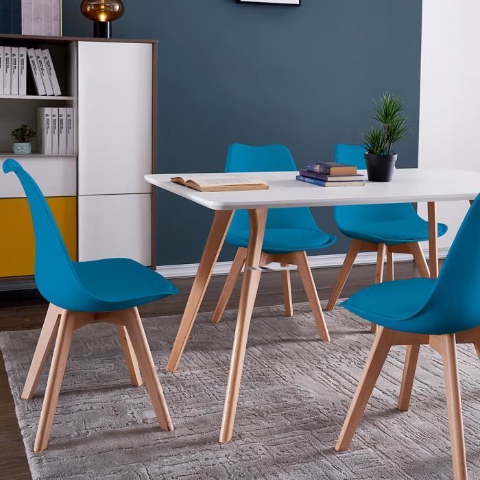 6er-Set DEWINNER-Stühle – Farbe: Blau – Stil: Skandinavisch – Beine: Holz