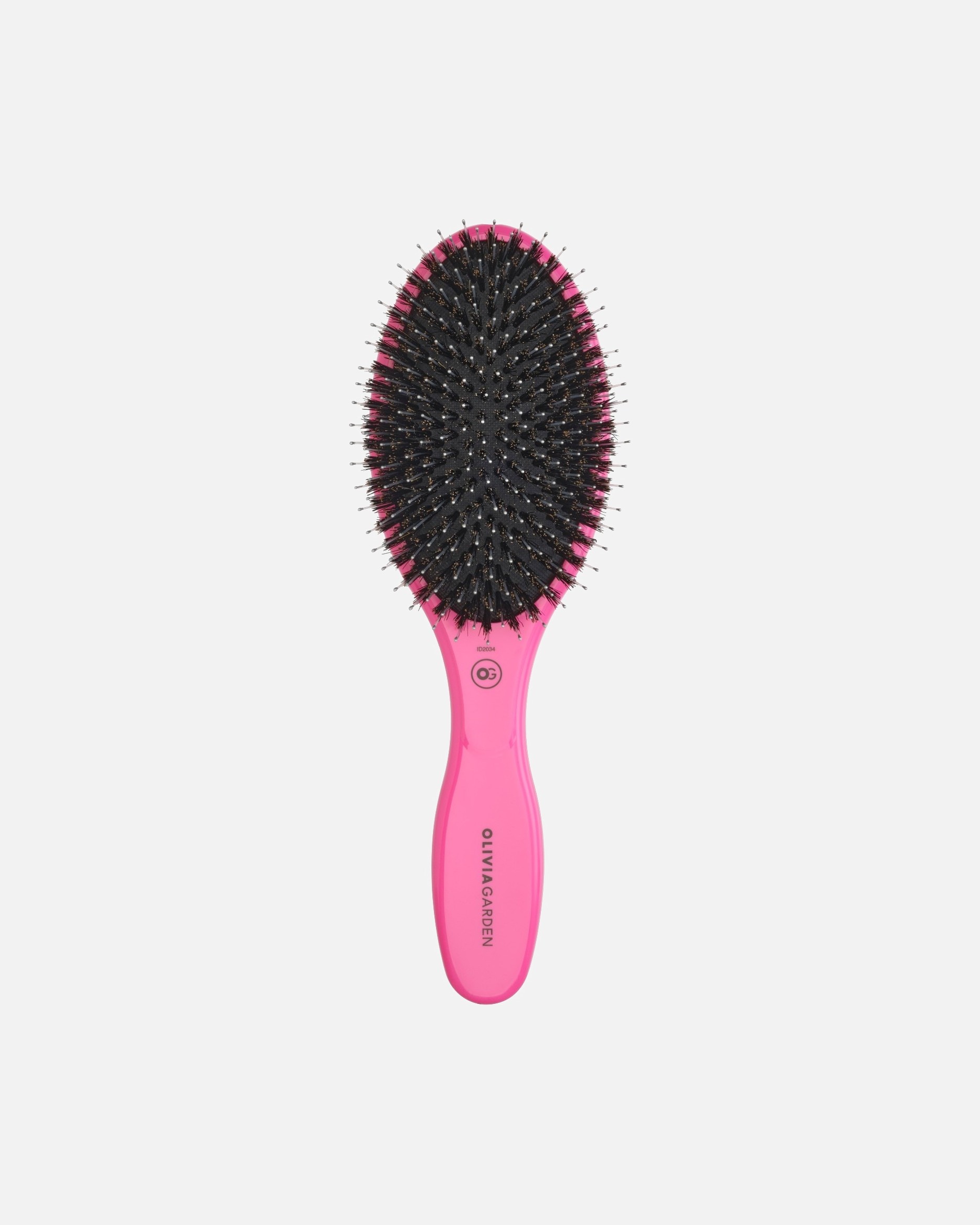 Olivia Garden plokščias ir irklinis šepetys EXPERT Expert Care ovalūs šereliai, pagaminti iš šerno ir nailono šerelių, rožinis - 1 vnt.