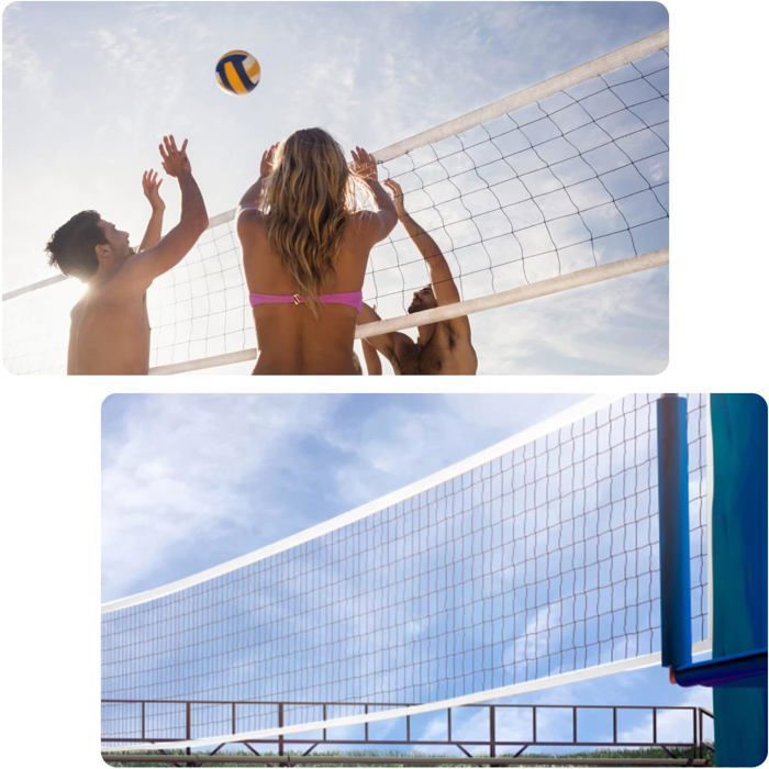 Filet de volley-ball extérieur, filet de volley-ball de plage robuste pour jardin (9,5 m x 1 m), filet de volley-ball portable pour