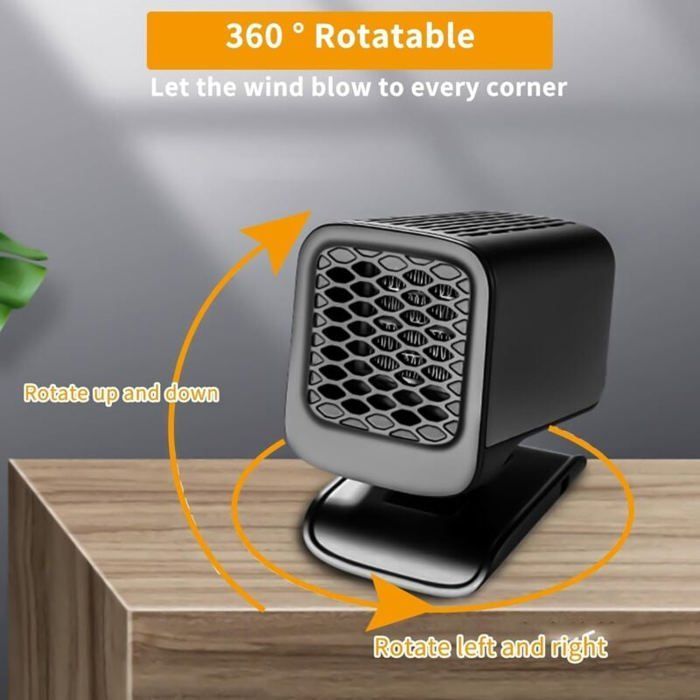 Chauffage de Voiture, 12V 120W Réchauffeur de Voiture Portable Dégivrant, Ventilateur Véhicule Camion Dégivrant avec 2 en 1 Fo