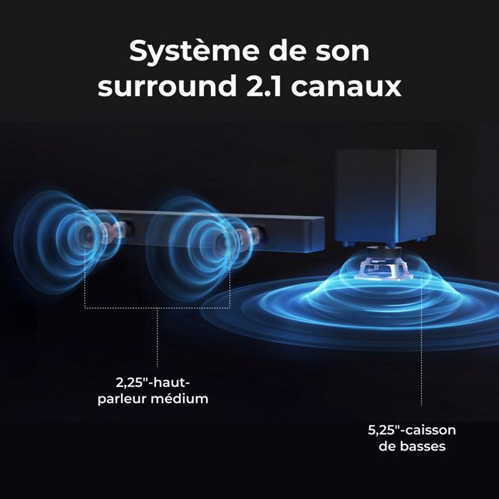 ULTIMEA Poseidon R3T Barre de son avec Caisson de basses sans fil pour TV ou PC, avec BassMX et HDMI ARC, Bluetooth 6.0, 240W