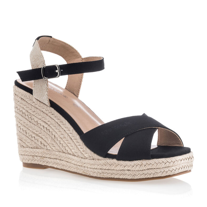Zwarte espadrilles voor dames met touwzolen