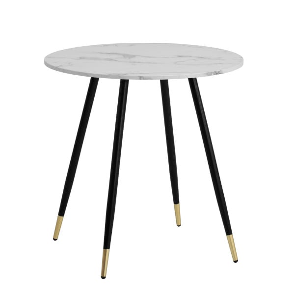 Stół Jadalniany 75 cm Wzór Marmuru Stół Kuchenny Metalowe Nogami Okrągły