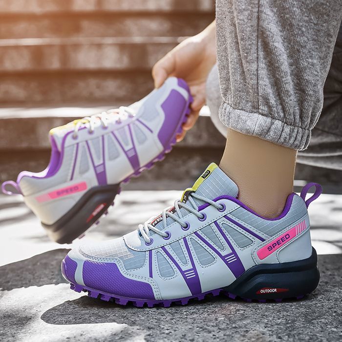 Damen-Wanderschuhe - HENRVIEG - Wasserdicht, atmungsaktiv und bequem - Grau/Lila