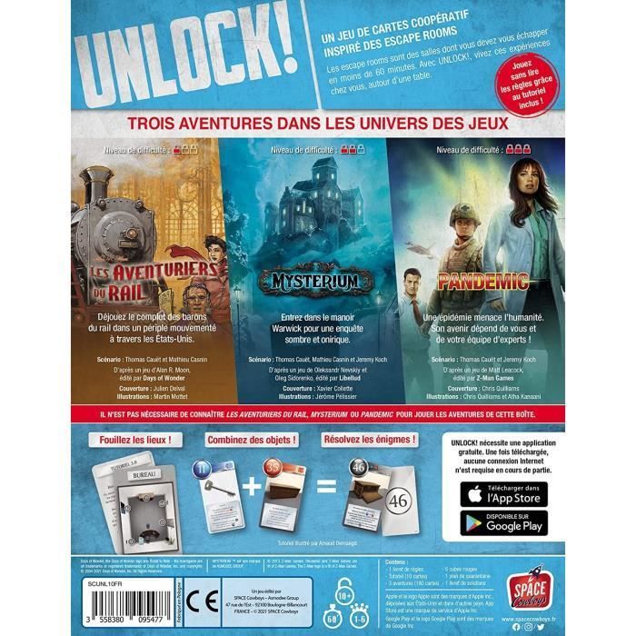 Asmodee – Space Cowboys – Unlock!: Spielabenteuer – Jetzt auspacken – Brettspiel – Ab 10 Jahren – 1 bis 6 Spieler – 60 Minuten