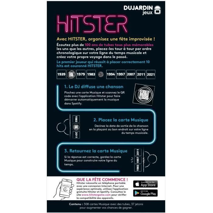 Hitster - Jogo de Tabuleiro - DUJARDIN - Mergulhe no universo musical com HITSTER e reviva 100 anos de sucessos!