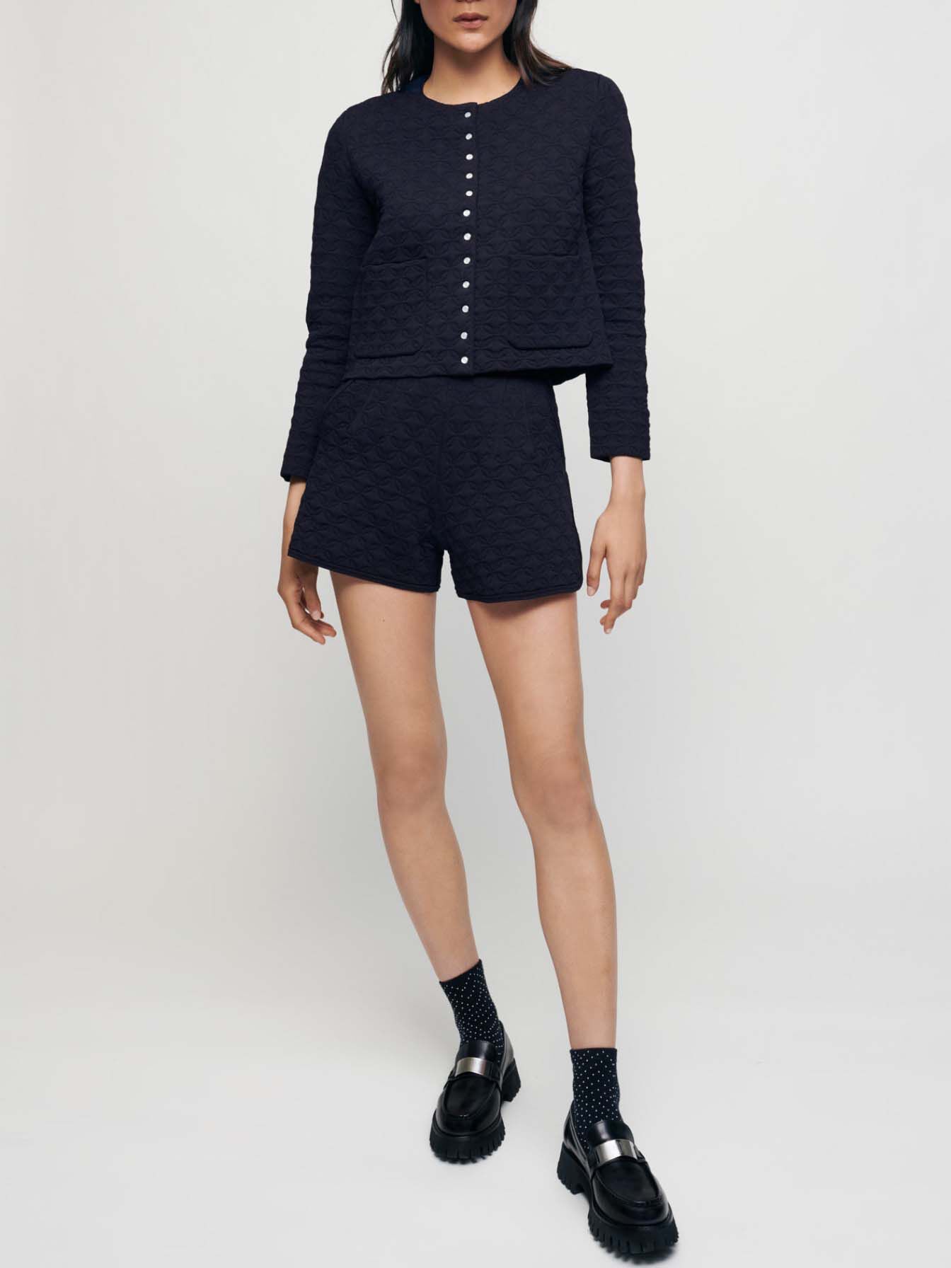 Gewatteerd vest met kleine knoopjes - Marineblauw