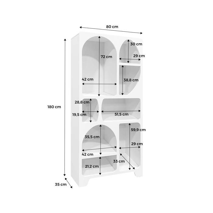 Estantería THESSA con efecto madera orgánica y 8 compartimentos.