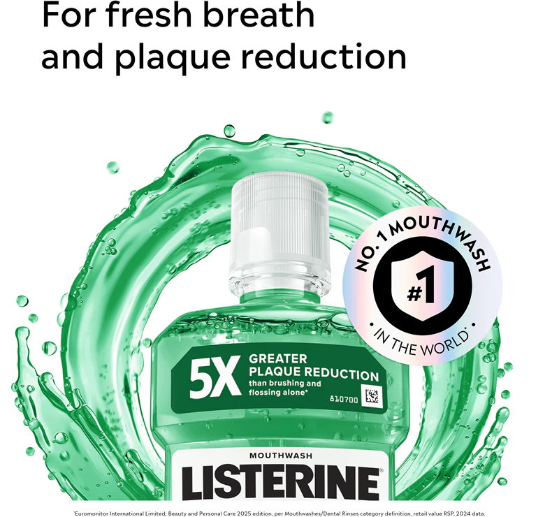 Ústna voda Listerine Fresh Burst na redukciu plaku