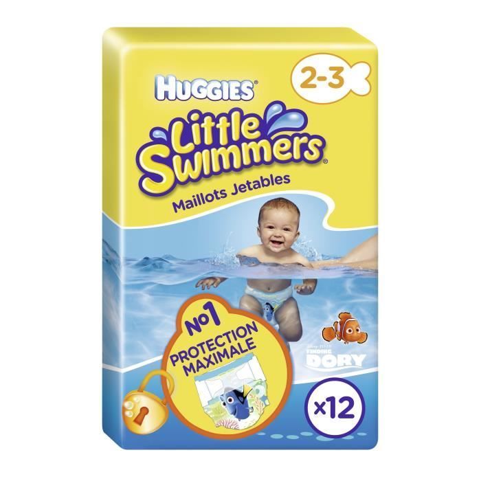 HUGGIES Couche de bian Little swimmers - Taille 2/3 - 12 couches de bian