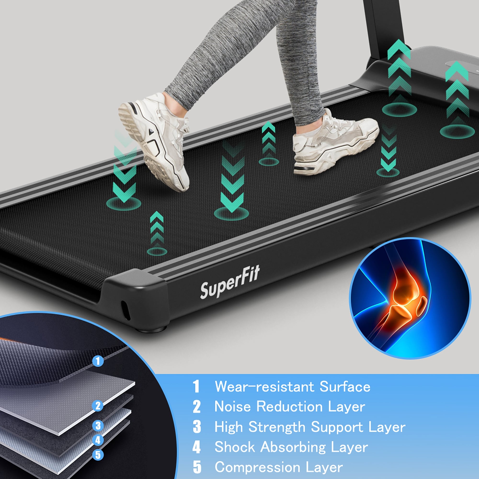 Elektrický běžecký pás SuperFit 2,25 HP s ovládáním přes aplikaci pro