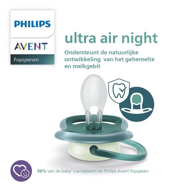 „Philips Avent Ultra Air“ naktinis čiulptukas, 6–18 mėn., SCF376/13, „Fopspeen“