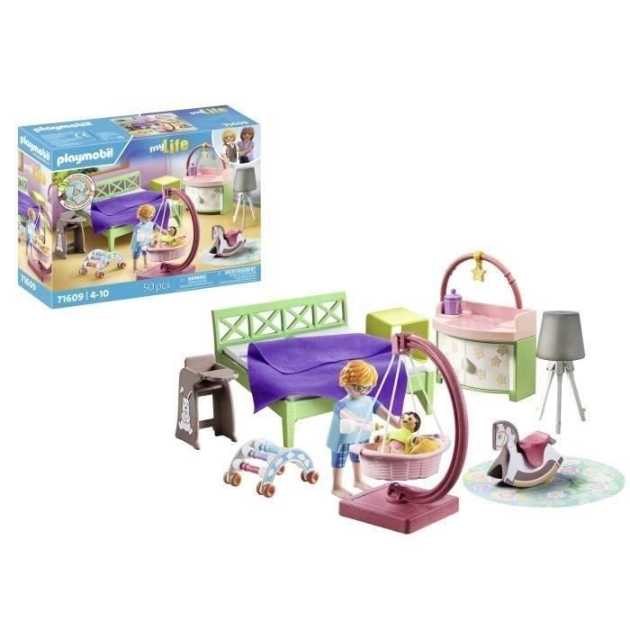 PLAYMOBIL 71609 Chambre de parents avec berceau suspendu, Maison d'architecte, My Life, 50 pièces, Dès 4 ans
