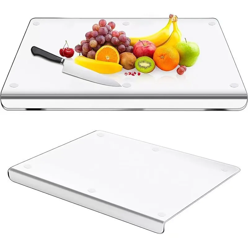 Planche à découper transparente antidérapante en acrylique avec rebord pour plan de travail, protection pour la cuisine, ustensiles de cuisine pour la maison et le restaurant