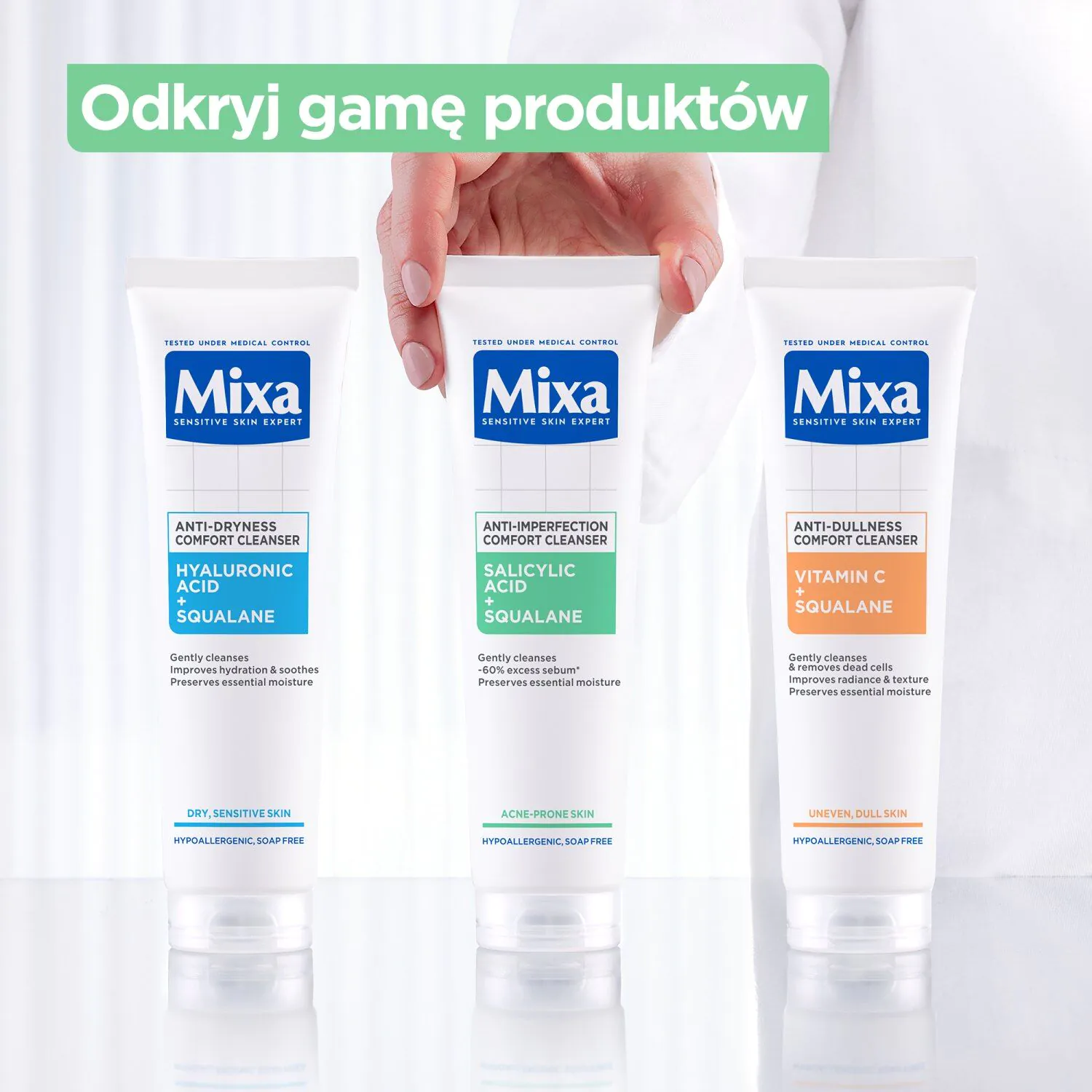 Mixa Żel oczyszczający do twarzy przeciw niedoskonałościom Kwas Salicylowy + Skwalan