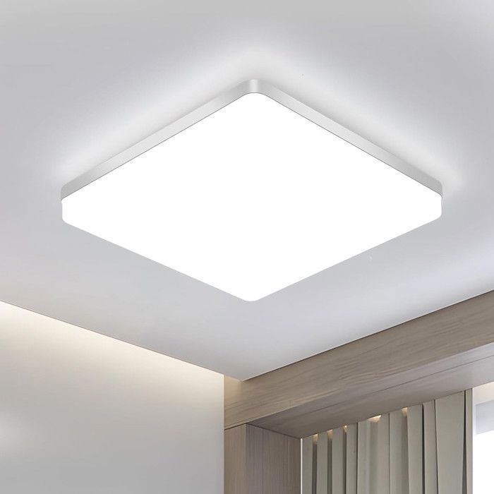 Lámpara de techo LED Dorlink de 48 W y 5400 lúmenes - Luz blanca de 6500 K - Cuadrada e impermeable para baño, sala de estar, cocina y dormitorio.
