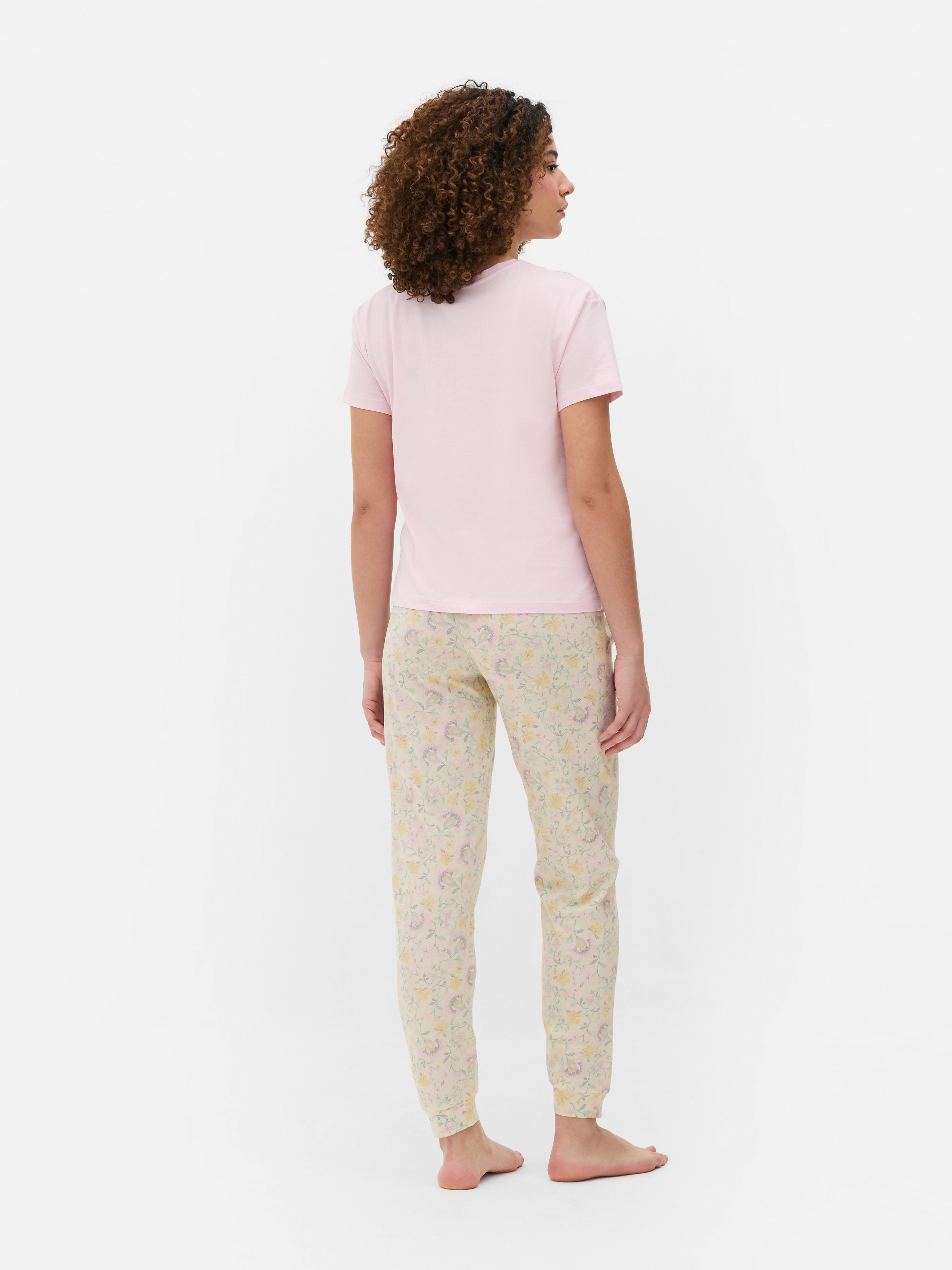 Set de pijama cu mânecă scurtă Un tricou cu mânecă scurtă și pantaloni asortați cu talie elastică