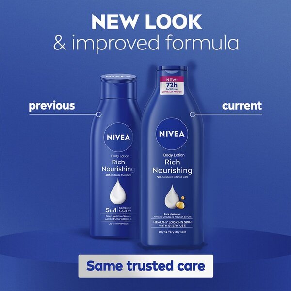NIVEA barojošs ķermeņa pieniņš<br>250ml - sausai un ļoti sausai ādai