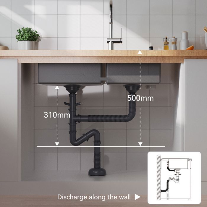Évier 2 Bacs 75x45x19CM Évier en Inox 304 Évier Cuisine Noir avec Distributeur de savon et Ensemble de Drainage