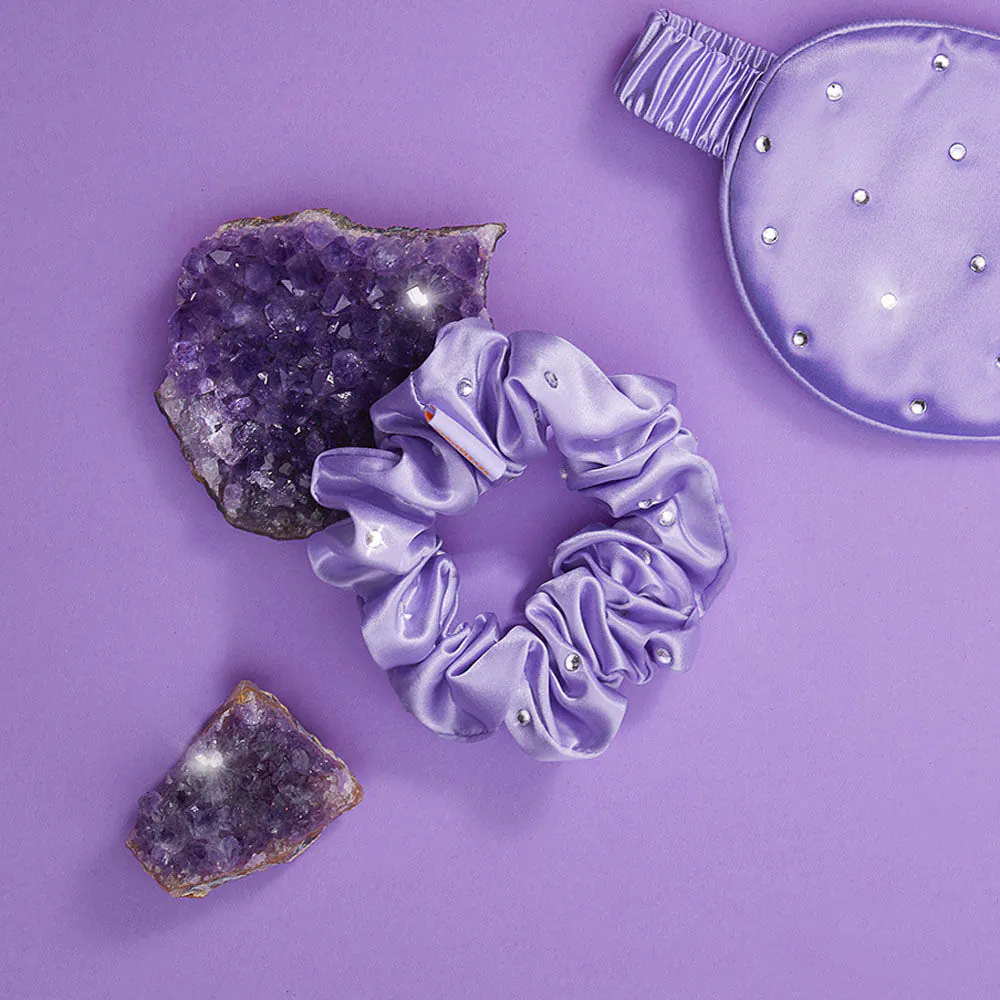 Crystallove Gumka do włosów z Jedwabiu z Kryształkami Lilac