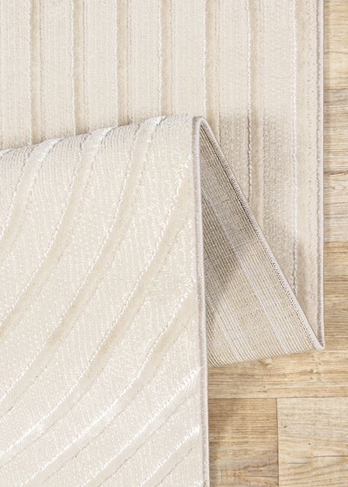 Tapis Salon - The Carpet - Knight - Velours Doux - Effet 3D - Détails Brillants - Beige - 140x200 cm