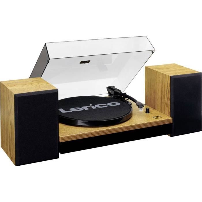 Lenco LS-300WD - Giradischi con Bluetooth® e due altoparlanti esterni, in legno
