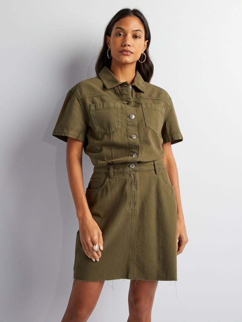 Vestido jeans - cáqui
