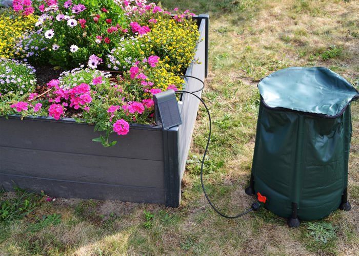 Kit de riego por goteo solar - Bomba programable - Depósito de agua de 50 L - Microtubo de 5 m Ø 6 mm