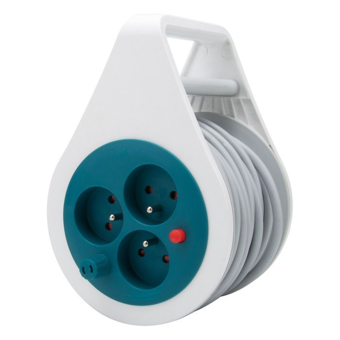 Mini enrouleur design 3 prises 2P+T - 7m - Bleu - Zenitech