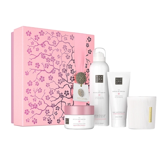 Rituals The Ritual Of Sakura zestaw prezentowy pianka do mycia ciała   krem   peeling   świeca