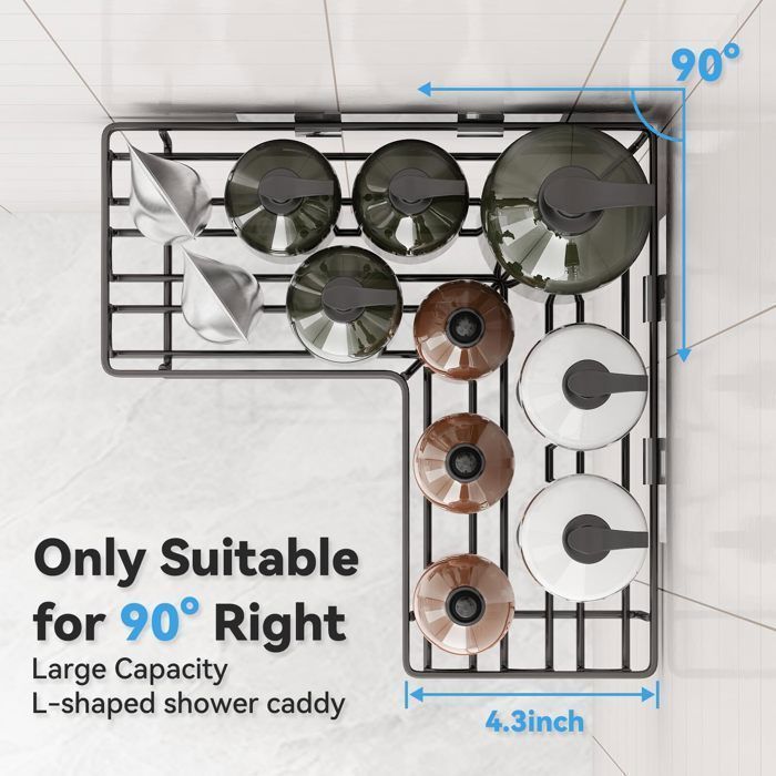 Shower Shelf, 3-Piece Bathroom Accessory Shelf, No Drilling Required - with Hook - Stainless Steel - 20KG Load Capacity