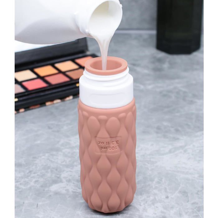 Set mit 4 Reiseflaschen für Toilettenartikel, 100 ml Silikon-Reiseflaschen mit Beutel