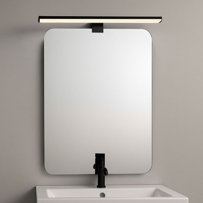 Applique mural LED 12W 50 cm IP44 pour salle de bain, miroir et meuble,slim, en aluminium noir mat avec lumière blanche neutre